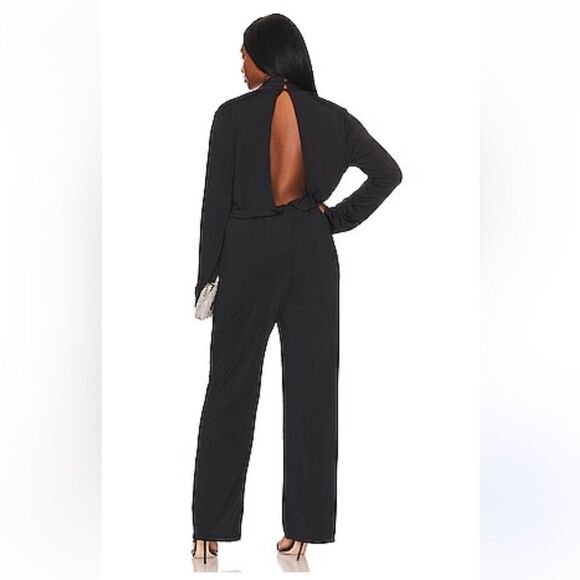 Remi x Revolve Robin Jumpsuit black soft stretch jersey one piece Sz L new - Picture 2 of 11